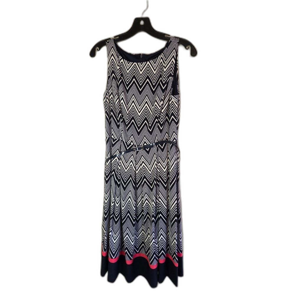 Jessica Howard Navy and White Geometric Dress Size 6